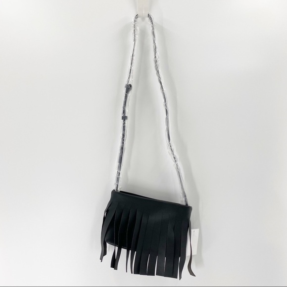 NWT Black French Connection Fringe Handbag - Picture 2 of 7